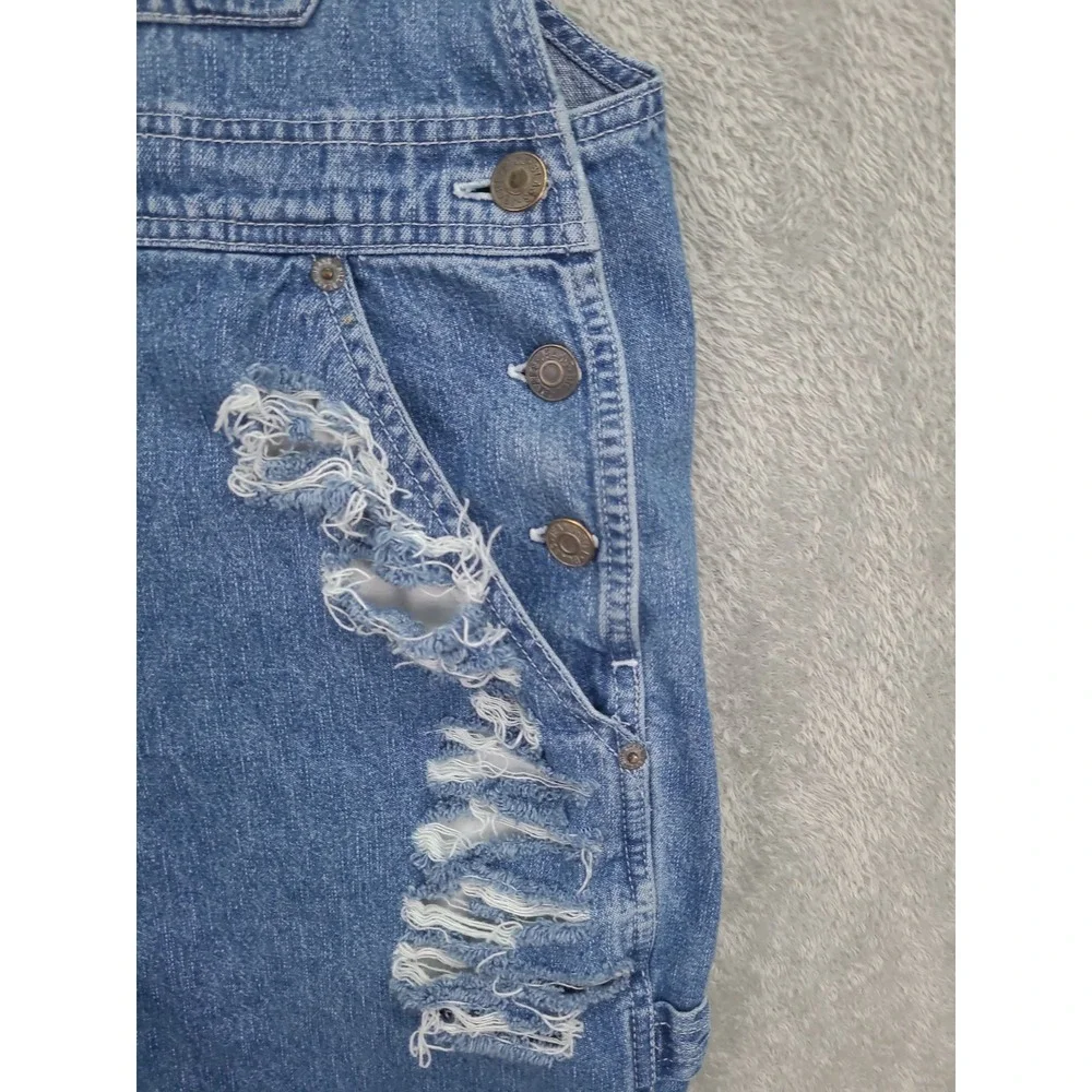 Vintage 90's Bill Blass Jeans Denim‎ Overall Shorts Women's Sz S Blue Distressed